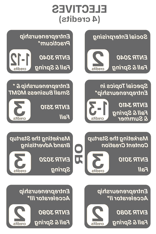 Graphic depicting 12 elective course options and credits earned with each courses .